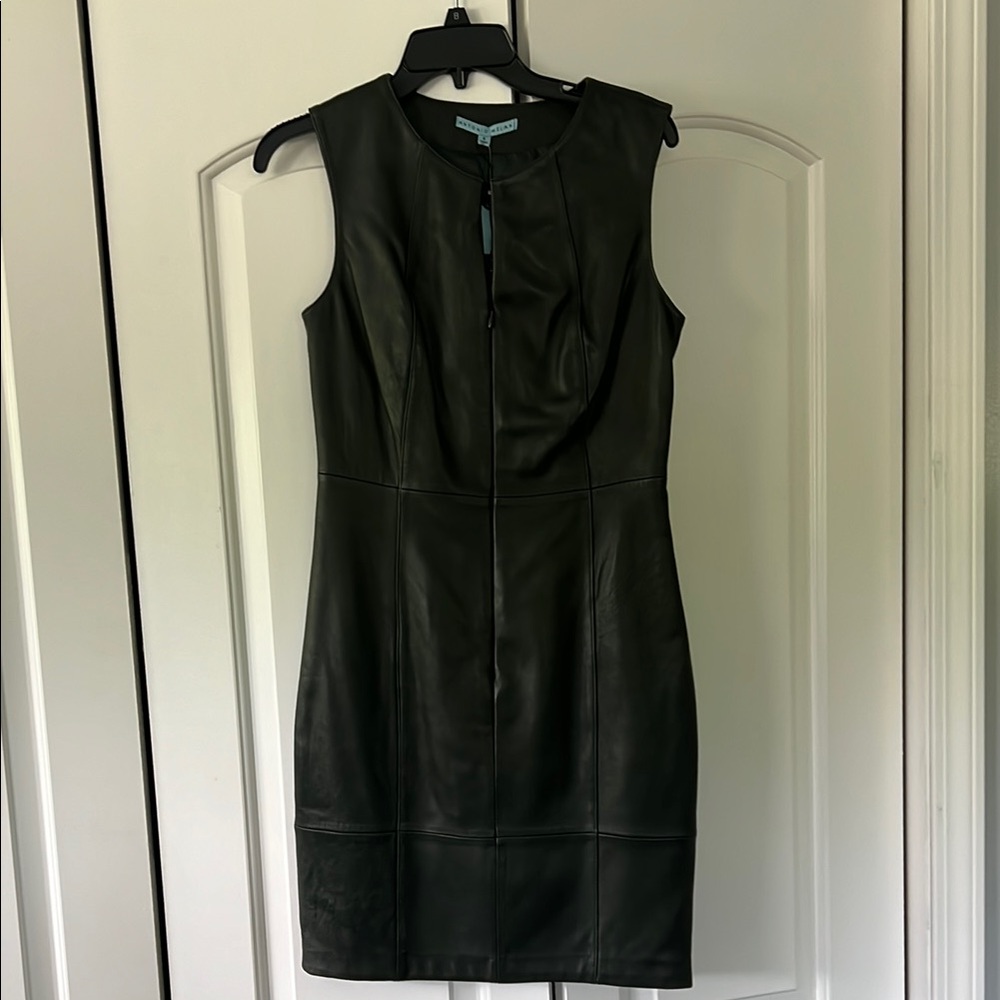 NWT ANTONIO MELANI Luxury Olive Leather Dress size 6